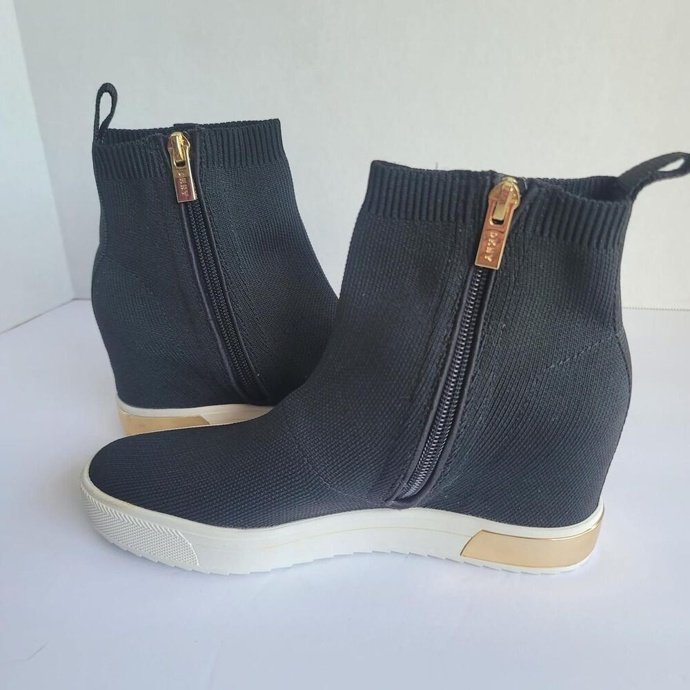 DKNY Cali Wedge High Top Fashion Sneakers Trainers Black Women's Size 6.5 NWOT